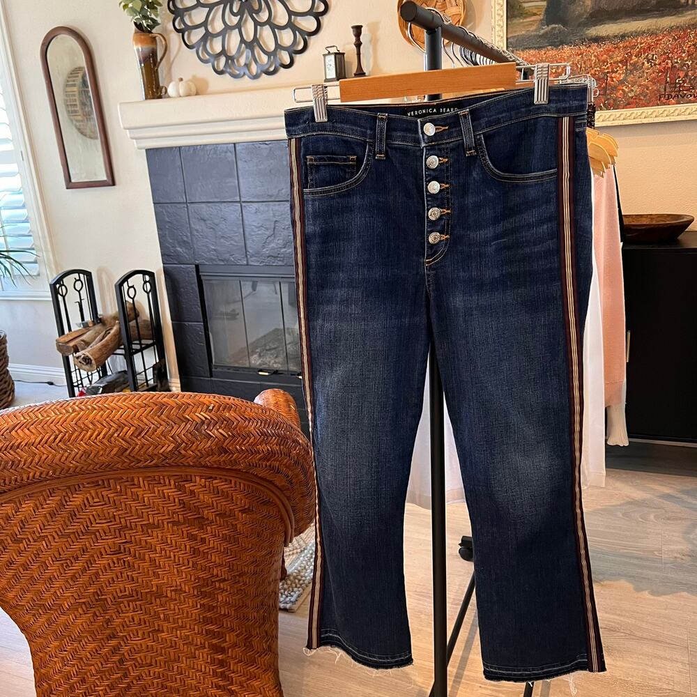 Veronica Beard Jeans Womens Size 29 Carolyn 10" Baby Boot Tux Stripe Button Fly - Picture 16 of 16